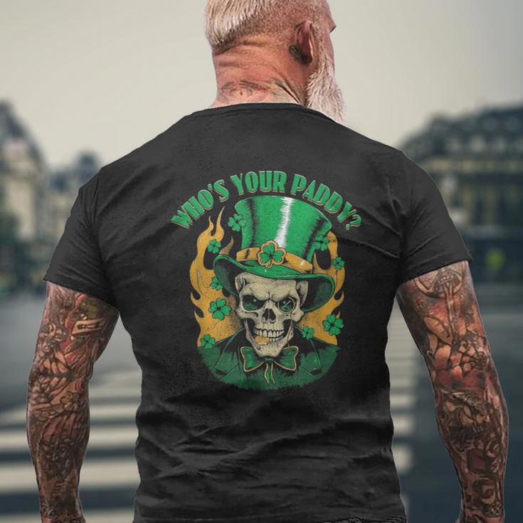 Skull Vintage Retro Who’S Your Paddy St Patrick's Day Men's T-shirt Back Print Gifts for Old Men