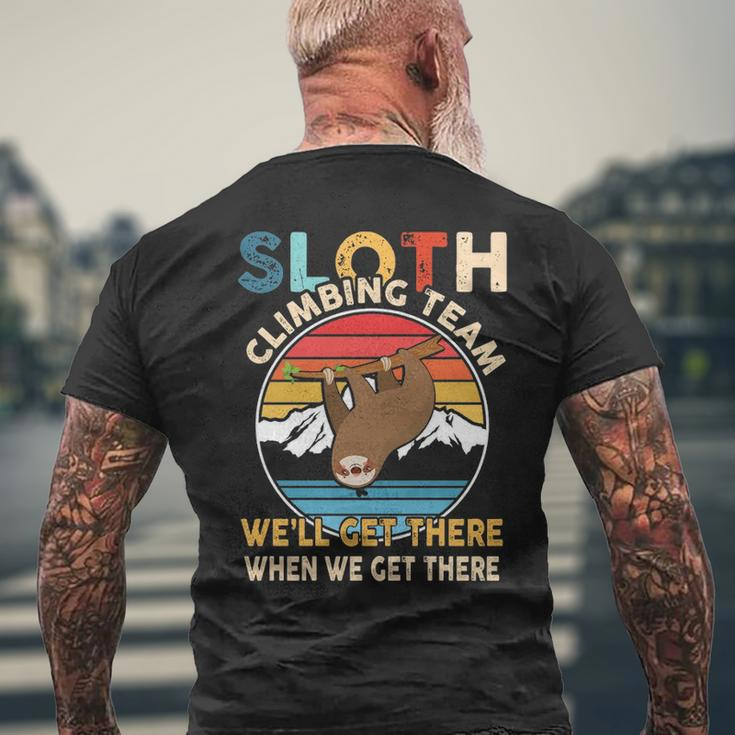 Sloth Climbing Team Retro Vintage Hiking Climbing Men's T-shirt Back Print Gifts for Old Men