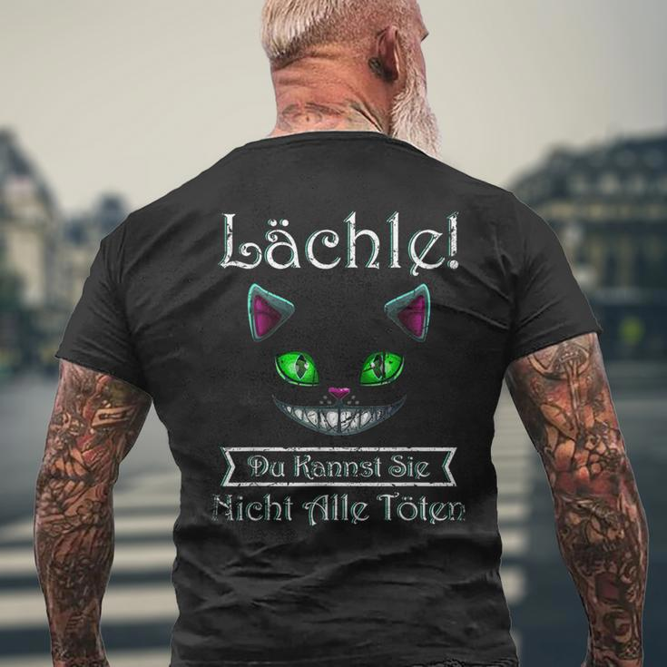 Smile Du Kannst Sie Nicht Alle Töten Cheshire Cat Black T-Shirt mit Rückendruck Geschenke für alte Männer