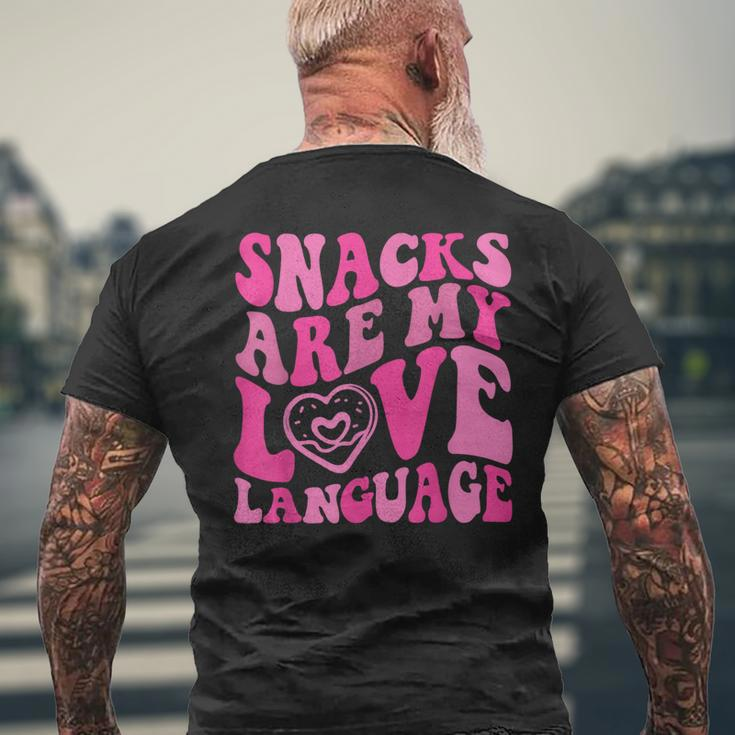 Snacks Are My Love Language Toddler Valentines Day Men's T-shirt Back Print Gifts for Old Men