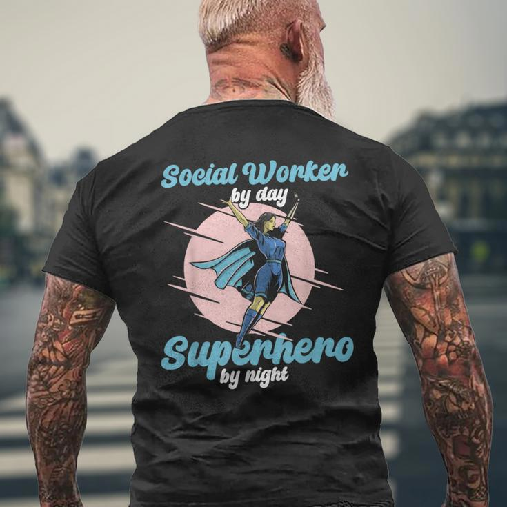 Social Worker By Day Superhero By Night Job Work Social Men's T-shirt Back Print Gifts for Old Men