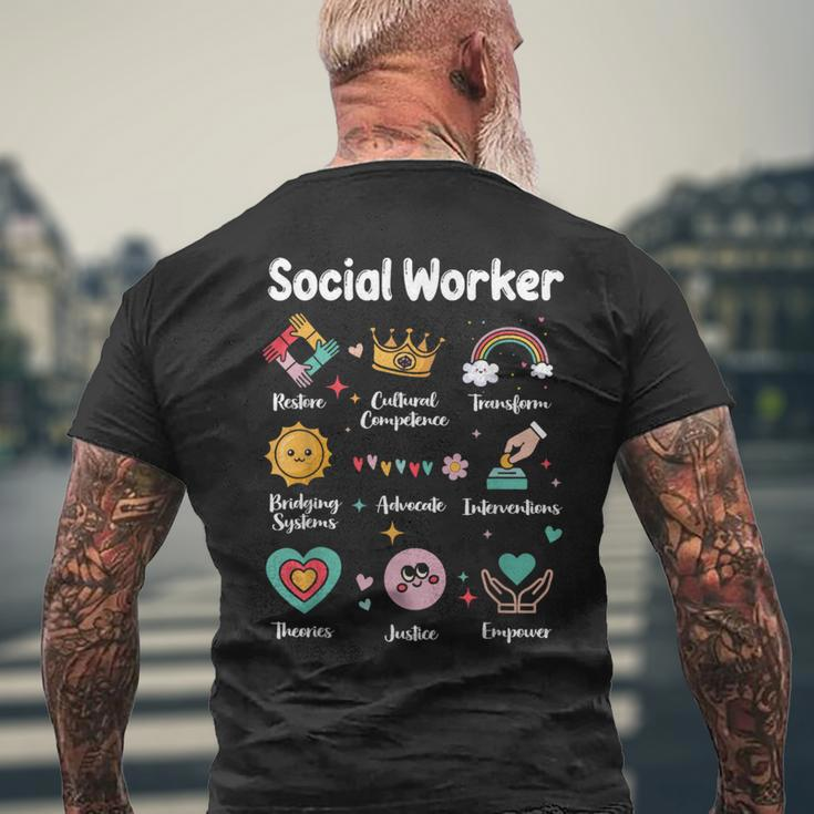 Social Worker Work Love Social Work Month Men's T-shirt Back Print Gifts for Old Men