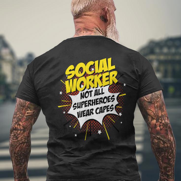 Social Worker Superhero Product Comic Idea Men's T-shirt Back Print Gifts for Old Men