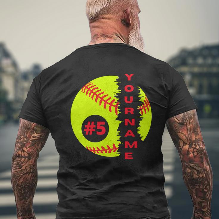 Softball Custom Name And Number Sport Lover Sport Player Personalized Mens Back Print T-shirt Gifts for Old Men