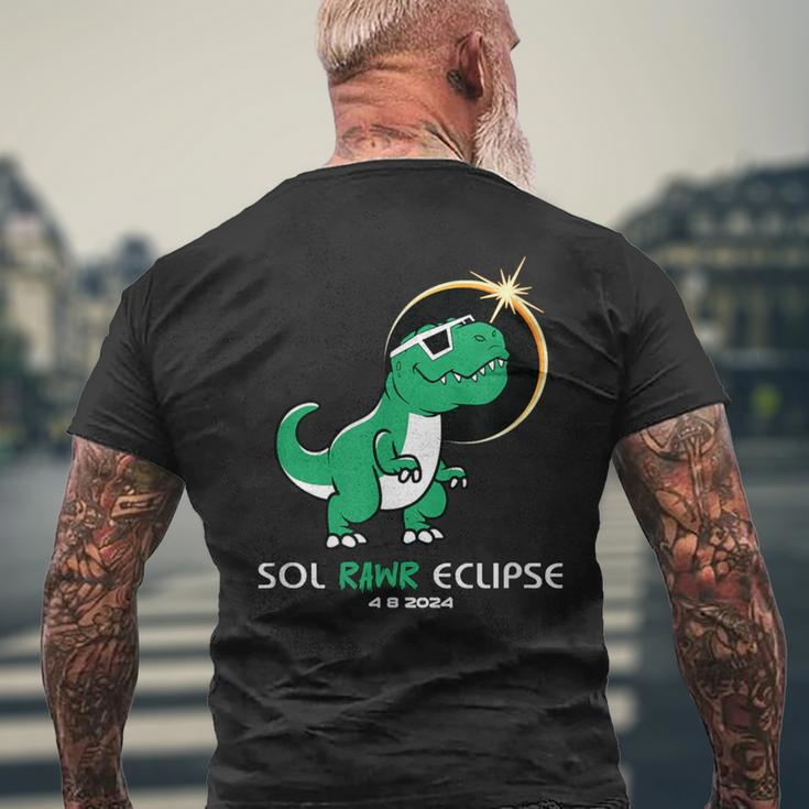 Sol Rawr Dino Total Solar Eclipse April 2024 Dinosaur Event Men's T-shirt Back Print Gifts for Old Men