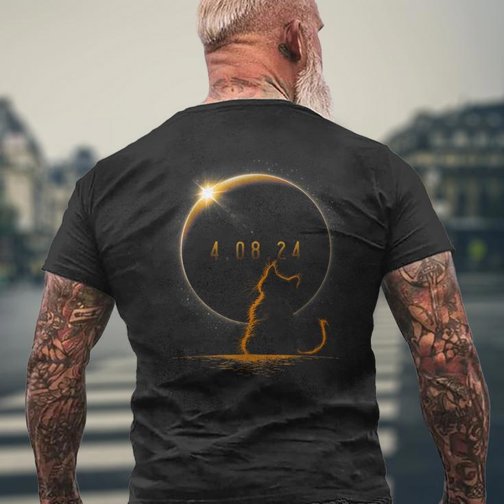 Solar Cat Eclipse View Totality April 8 2024 Astronomy Cat Men's T-shirt Back Print Gifts for Old Men
