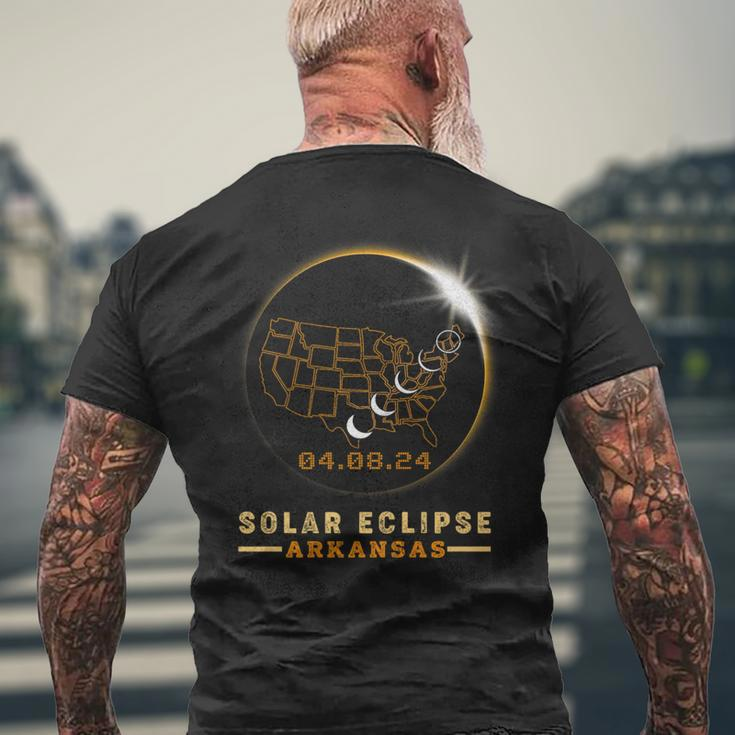 Solar Eclipse 2024 America Totality Total Arkansas Usa Map Men's T-shirt Back Print Gifts for Old Men