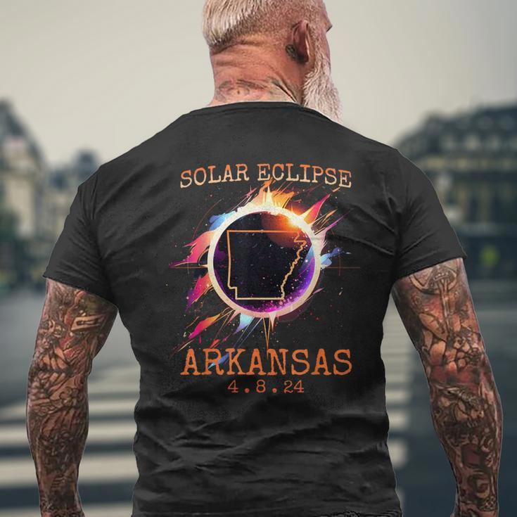 Solar Eclipse 2024 Arkansas Usa State Totality Path Souvenir Men's T-shirt Back Print Gifts for Old Men