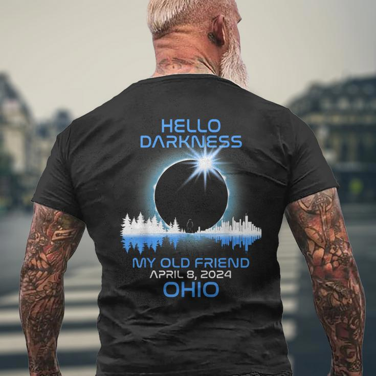 Solar Eclipse 2024 Ohio Hello Darkness My Old Friend Men's T-shirt Back Print Gifts for Old Men