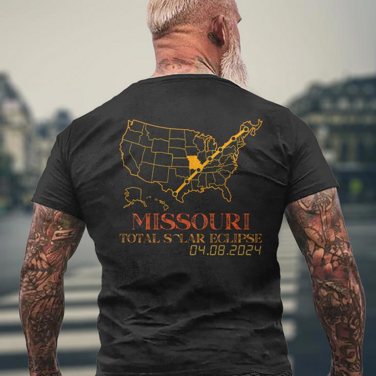 Solar Eclipse 2024 Party Missouri Total Usa Map Totality Men's T-shirt Back Print Gifts for Old Men