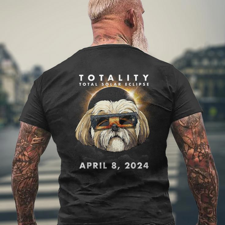 Solar Eclipse 2024 Shih Tzu Dog Wearing Glasses Men's T-shirt Back Print Gifts for Old Men