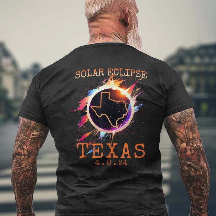 Solar Eclipse 2024 Texas Usa State Totality Path Souvenir Men's T-shirt Back Print Gifts for Old Men