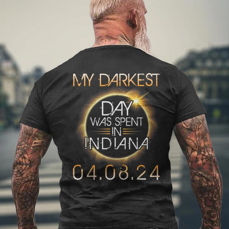 Solar Eclipse My Darkest Day Was Spent In Indiana 04 08 2024 Men's T-shirt Back Print Gifts for Old Men