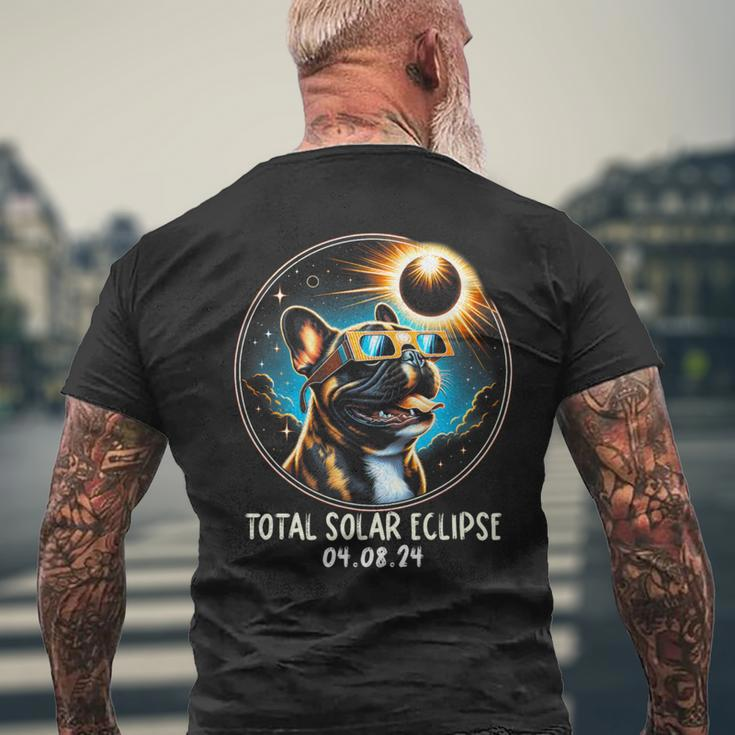 Solar Eclipse French Bulldog Wearing Glasses April 8 2024 Men's T-shirt Back Print Gifts for Old Men