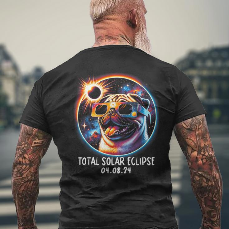 Solar Eclipse Pug Wearing Glasses Pet April 8 2024 Men's T-shirt Back Print Gifts for Old Men