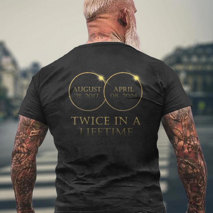 Solar Eclipse Total Solar Eclipse 2024 Twice In A Lifetime Men's T-shirt Back Print Gifts for Old Men