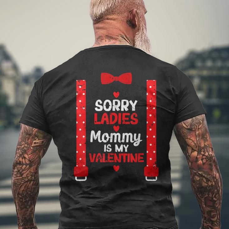 Sorry Ladies Mommy Is My Valentine Suspenders Bow Tie Men's T-shirt Back Print Gifts for Old Men