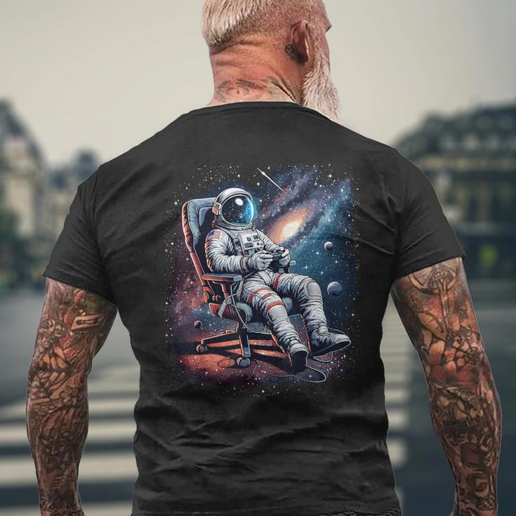 Space Astronaut Gaming System Planets Astronaut Gamer Men's T-shirt Back Print Gifts for Old Men