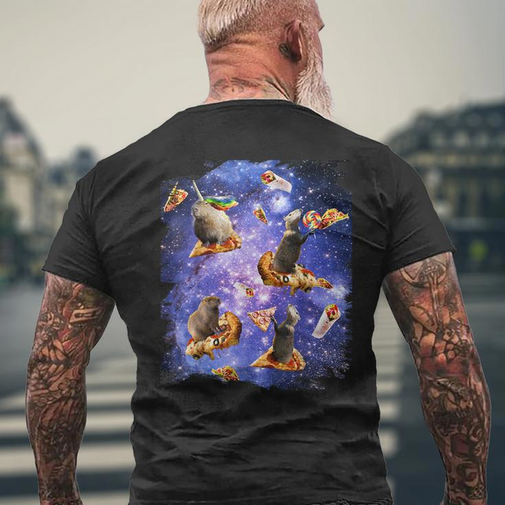 Space Capybara On Pizza Taco Galaxy Capybaras T-Shirt mit Rückendruck Geschenke für alte Männer