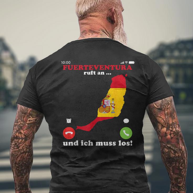 Spain Flag Fuerte Calls And I Must Go Fuerteventura T-Shirt mit Rückendruck Geschenke für alte Männer