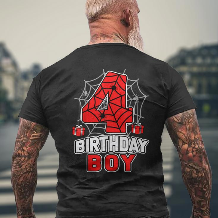 Spider 4Th Birthday Boy Spider Theme Birthday Boy 4 Year Men's T-shirt Back Print Gifts for Old Men