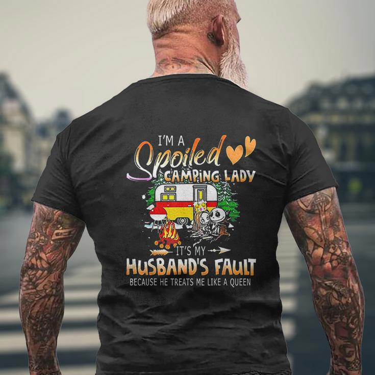 I Am A Spoiled Camping Lady It Is My Husband Fault Mens Back Print T-shirt Gifts for Old Men