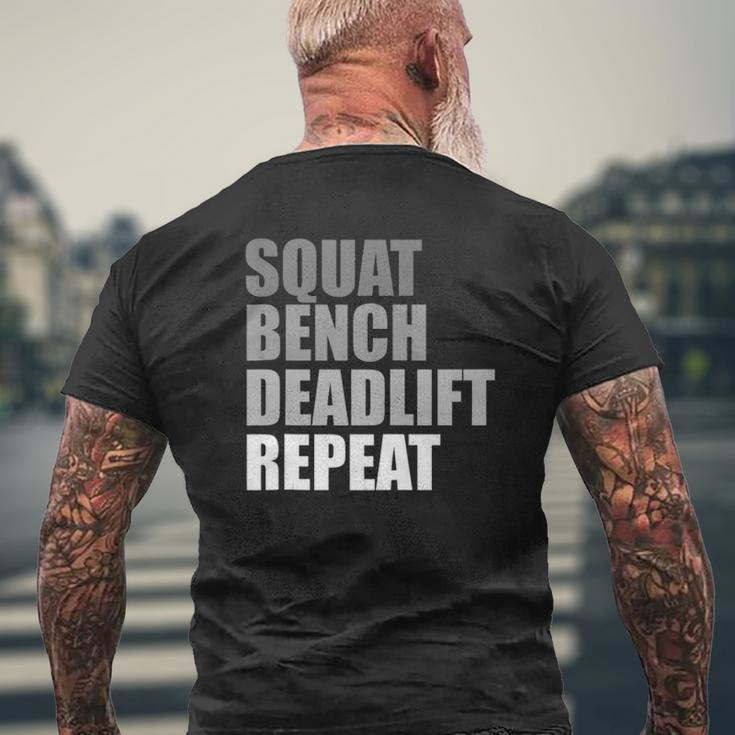 Squat Bench Deadlift Repeat Powerlifting Weightlifting Quote Mens Back Print T-shirt Gifts for Old Men