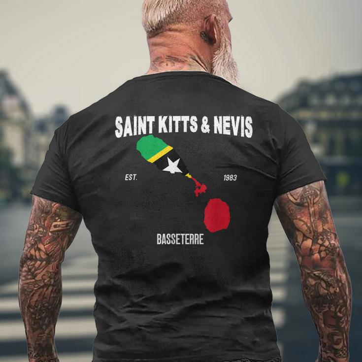 St Kitts & Nevis Flag Map Kittitian Nevisian National Day Men's T-shirt Back Print Gifts for Old Men