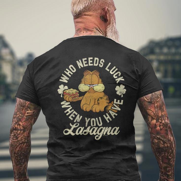 St Patrick's Day Who Needs Luck You Have Lasagna Men's T-shirt Back Print Gifts for Old Men