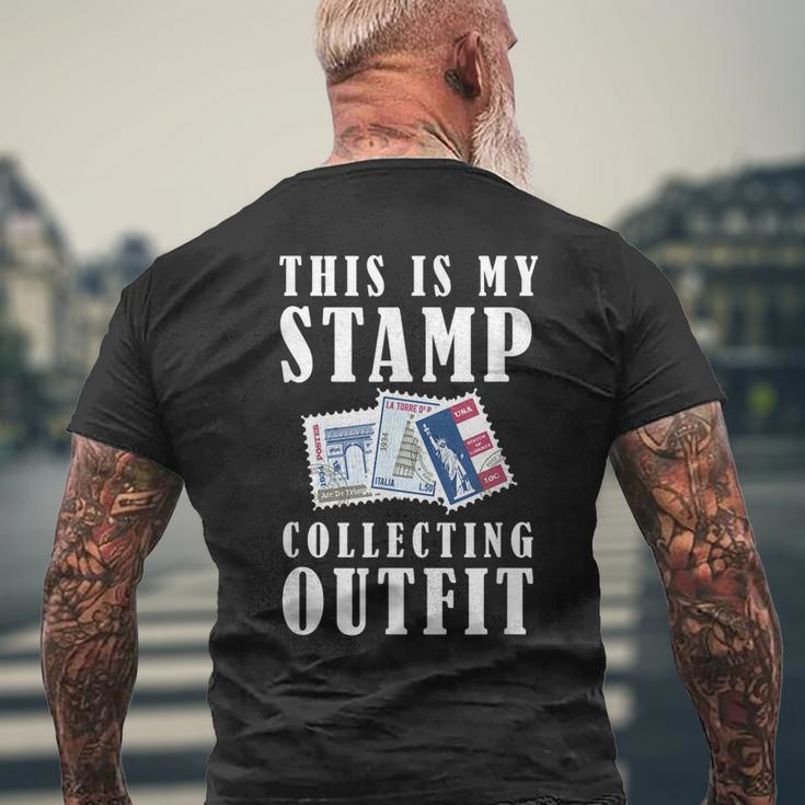 Stamp Collecting Collector Philatelist Postal Worker Mens Back Print T-shirt Gifts for Old Men