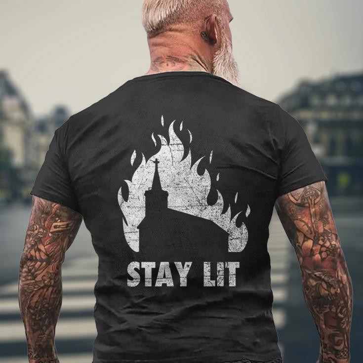 Stay Lit Burning Church Witchcraft Okult Grunge Satanic T-Shirt mit Rückendruck Geschenke für alte Männer