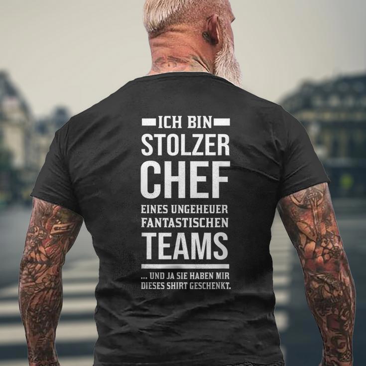 Stolzer Chef Eines Fantastische Teams Chef Sayings T-Shirt mit Rückendruck Geschenke für alte Männer