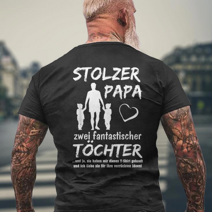 Stolzer Papa Zwei Töchter Idea T-Shirt mit Rückendruck Geschenke für alte Männer