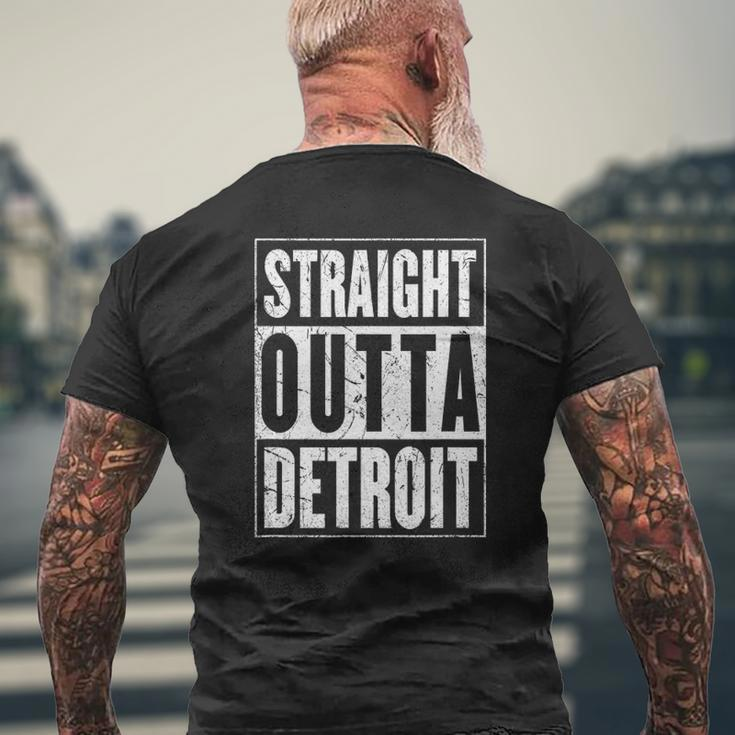 Straight Outta Detroit Motor City Distressed Look Mens Back Print T-shirt Gifts for Old Men