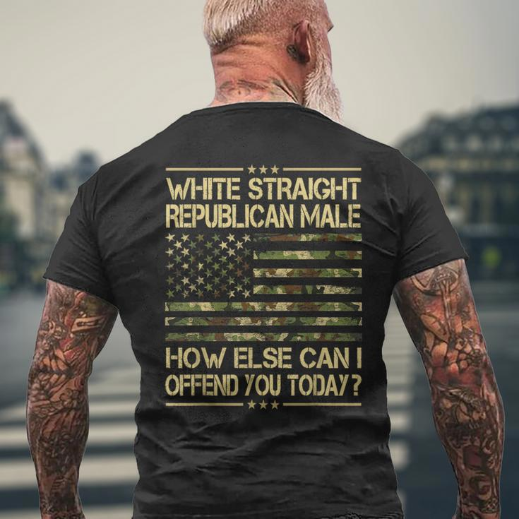 Straight White Republican Male American Flag Patriotic Men's T-shirt Back Print Gifts for Old Men