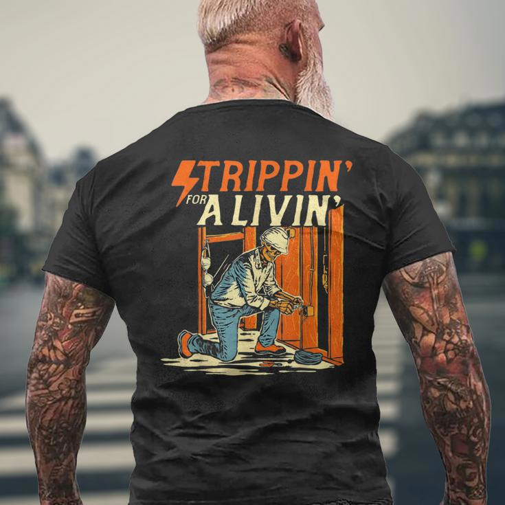 Stripping For A Living Electrician Work Powerline Electrical Men's T-shirt Back Print Gifts for Old Men