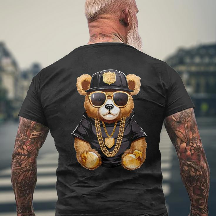 Stylish Bear With Golden Chains Men's T-shirt Back Print Gifts for Old Men