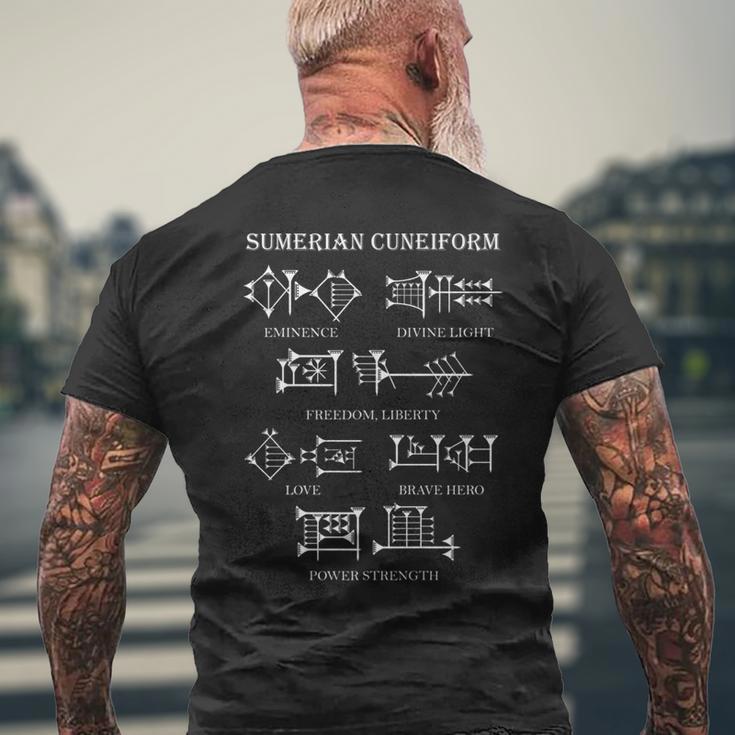 Sumerian Cuneiform Script Writing Men's T-shirt Back Print Gifts for Old Men