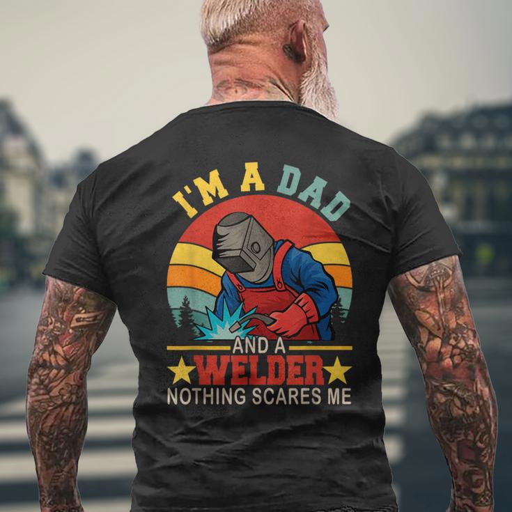 Sunset Retro I'm A Dad And A Welder Proud Father's Day Men's T-shirt Back Print Gifts for Old Men