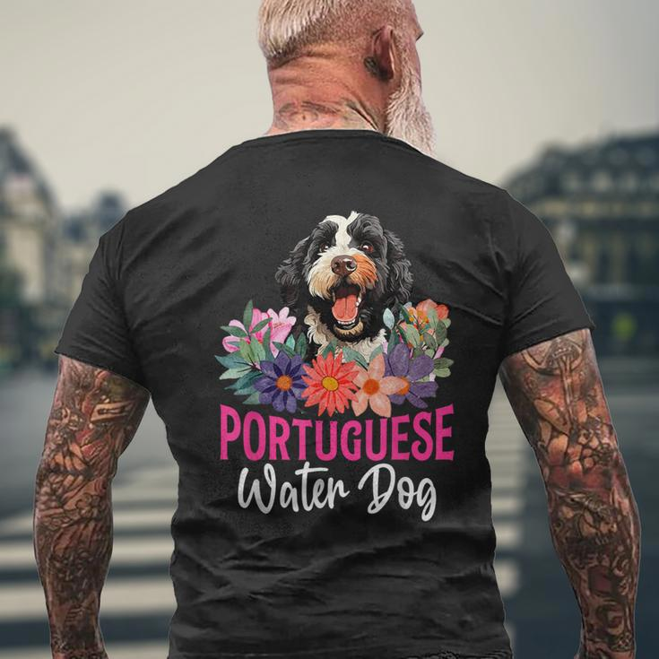Sunset Retro Portuguese Water Dog Pet Paw Men's T-shirt Back Print Gifts for Old Men