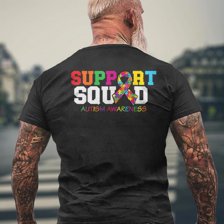 Support Squad Autism Awareness Multicolor Ribbon Men's T-shirt Back Print Gifts for Old Men
