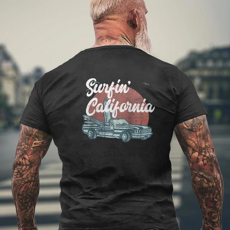 Surfin' California Muscle Car Vintage Convertible Surfer Raglan Baseball Tee Mens Back Print T-shirt Gifts for Old Men