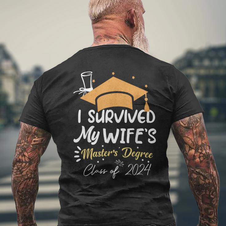I Survived My Wife's Master's Degree Masters Graduation 2024 Men's T-shirt Back Print Gifts for Old Men