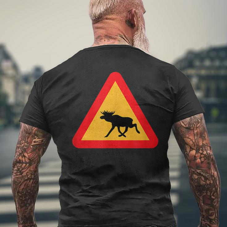 Svenska Swedish Elk Crossing Sign Sverige Black S T-Shirt mit Rückendruck Geschenke für alte Männer