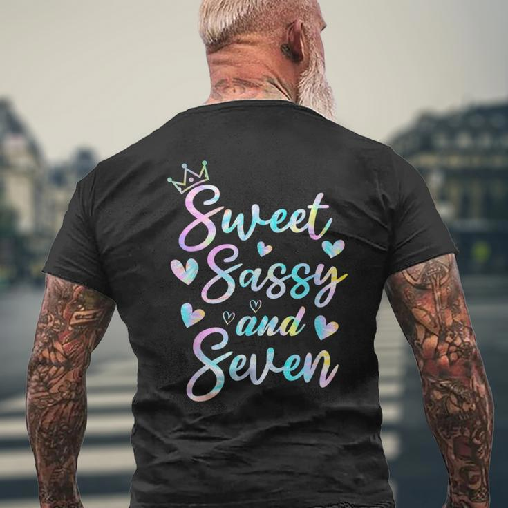 Sweet Sassy And Seven 7Th Birthday 7 Years Old Princess Girl Men's T-shirt Back Print Gifts for Old Men
