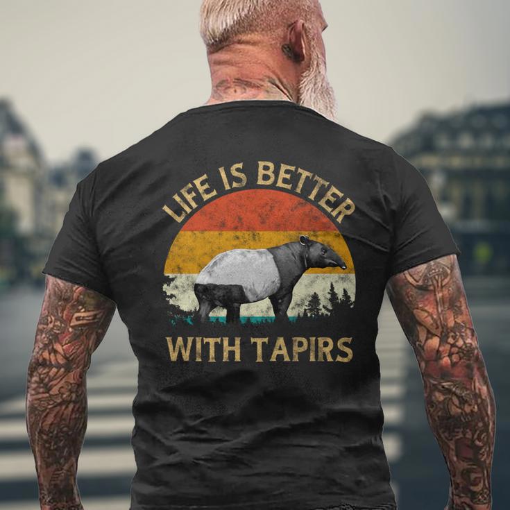 Tapir Lover Retro Vintage Tapir Sunset Tree Life With Tapirs Men's T-shirt Back Print Gifts for Old Men