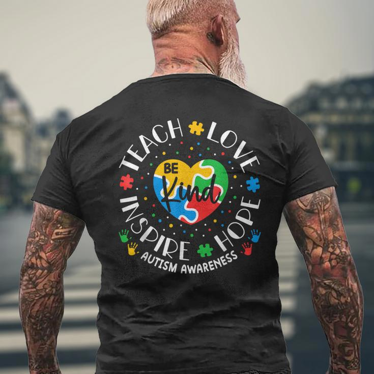 Teach Love Inspire Autism Awareness Teacher Men's T-shirt Back Print Gifts for Old Men