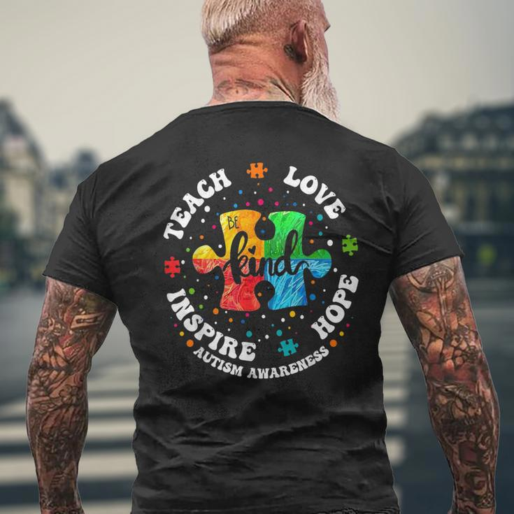 Teacher Autism Awareness Teach Hope Love Inspire Men's T-shirt Back Print Gifts for Old Men
