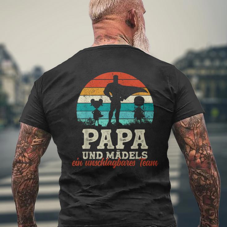 Team Papa Tochter Zwei Kinderatertag Bester Super Papa T-Shirt mit Rückendruck Geschenke für alte Männer