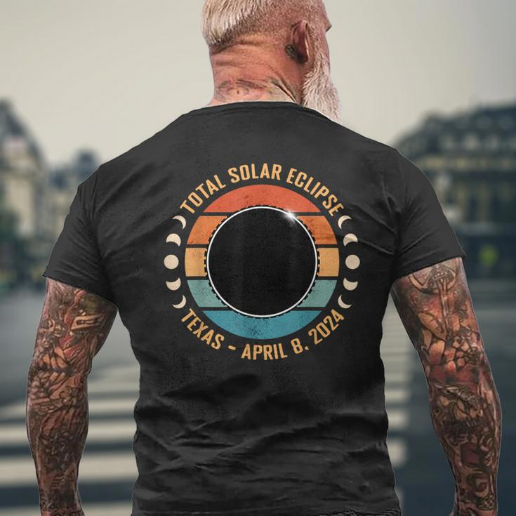 Texas April 8 2024 Totality Total Solar Eclipse Texan Viewer Men's T-shirt Back Print Gifts for Old Men